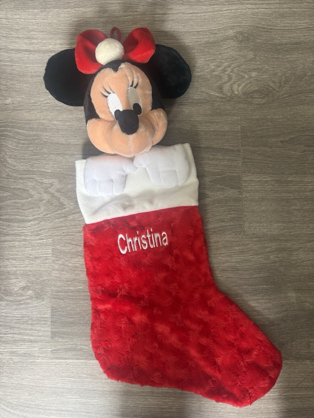 Minnie Mouse Christmas Stocking Personalized Christina 3D Plush Red 23”